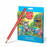 Creioane color JUMBO, triunghiulare acuarelizate 12 culori aprinse + pensula cadou in pachet si ascutitoare.