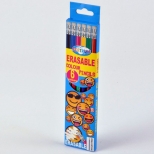 Creioane colorate plastic flexibil model EMOJIDEX  cu radiera. 6cul/set 