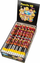 Creion cu guma HB corp EMOJIDEX, cutie display 72 creioane